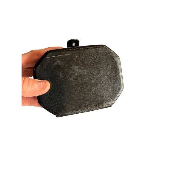 Black Faux Leather Jewelry Box With Mirror & Initial E Monogram - Travel Size 5" - Picture 5 of 9